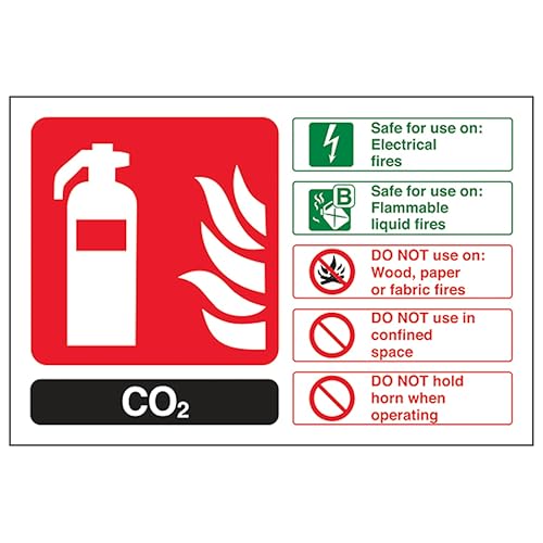 V Safety CO2 Feuerlöscher – Querformat, 200 x 150 mm, 2 mm Hartplastik-Sicherheitsschild von VSafety