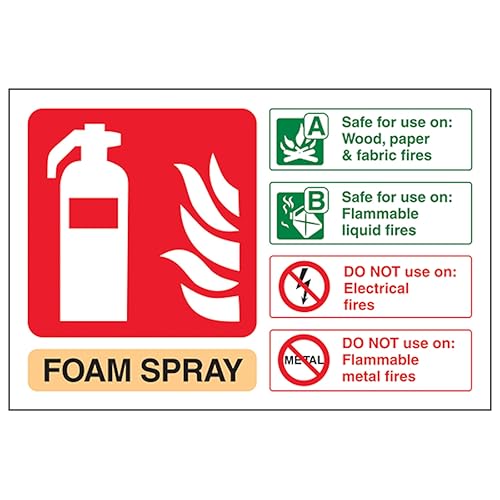 V Safety Foam Spray Feuerlöscher – Querformat, 200 x 150 mm, 2 mm Hartplastik-Sicherheitsschild von VSafety