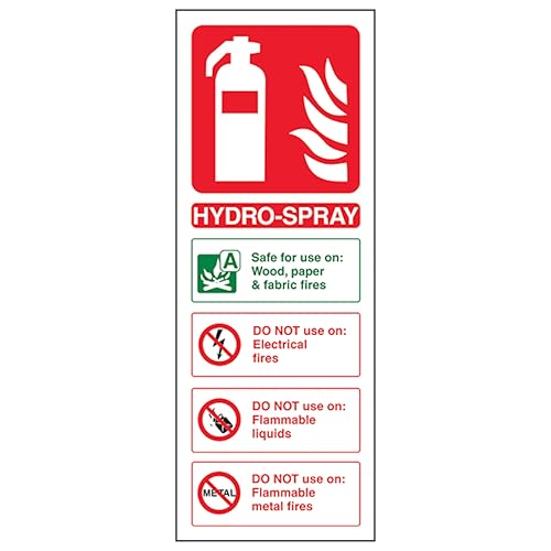 V Safety Hydro-Spray Feuerlöscher, 100 x 280 mm, 2 mm, Hartplastik-Sicherheitsschild von VSafety
