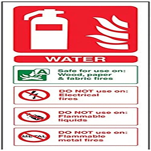 vsafety 11001 ac-r Feuerlöscher Schild, Wasser ID, starrer Kunststoff, Porträt, 75 mm x 200 mm x 200 mm, grün/rot von VSafety