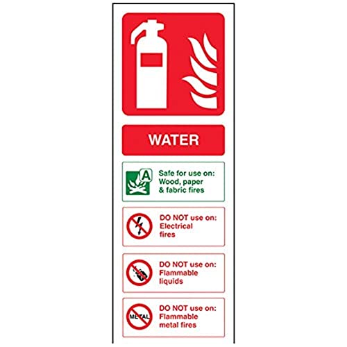 vsafety 11001 aj-r Feuerlöscher Schild, Wasser ID, starrer Kunststoff, Porträt, 100 mm x 280 mm, grün/rot von VSafety