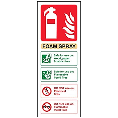 vsafety 11003 Hammer/Schlägel ac-s Feuerlöscher Schild, Schaumstoff Spray ID nicht, selbstklebend, Portrait, 75 mm x 200 mm x 200 mm, beige/schwarz/grün/rot von VSafety