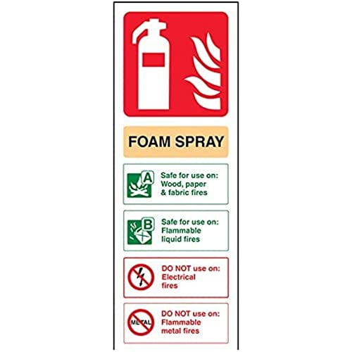 vsafety 11003 Hammer/Schlägel aj-s Feuerlöscher Schild, Schaumstoff Spray ID, selbstklebend, Hochformat, 100 mm x 280 mm, beige/schwarz/grün/rot von VSafety