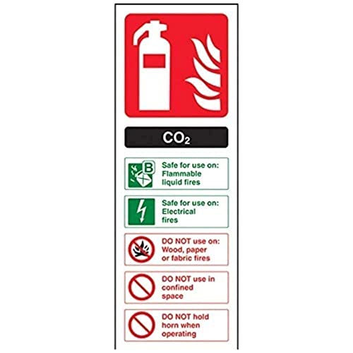 vsafety 11004 Hammer/Schlägel aj-s Feuerlöscher Schild, CO2 ID, selbstklebend, Hochformat, 100 mm x 280 mm, schwarz/grün/rot von VSafety