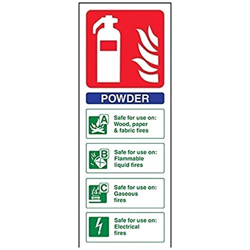 vsafety 11005 ac-r Feuerlöscher Schild, Puder ID, starrer Kunststoff, Porträt, 75 mm x 200 mm x 200 mm, blau/grün/rot von VSafety