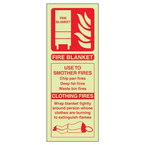 vsafety 11008 ac-g "FIRE Decke ID Feuerlöscher" Sign, Glow In Dark, 1 mm, Kunststoff, Hochformat, 75 mm x 200 mm x 200 mm, rot von VSafety