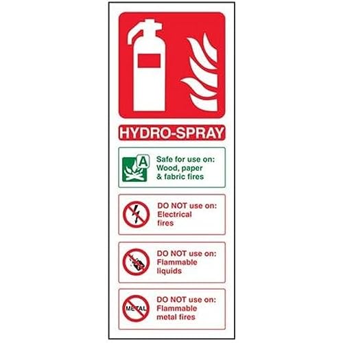 vsafety 11009 ac-r Feuerlöscher Schild, Hydro Spray ID," starrer Kunststoff, Portrait, 75 mm x 200 mm x 200 mm, grün/rot von VSafety