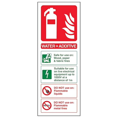 vsafety 11010 ac-s Feuerlöscher Schild, Wasser und Zusatz ID, selbstklebend, Portrait, 75 mm x 200 mm x 200 mm, grün/rot von VSafety