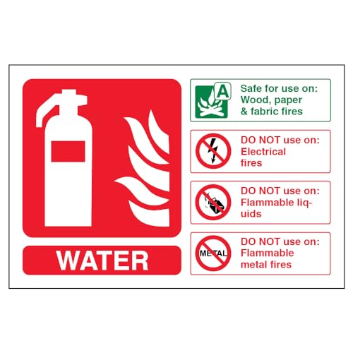 vsafety 11013 AL Feuerlöscher Schild, Wasser ID, selbstklebend, Landschaft, 150 mm x 100 mm, grün/rot von VSafety