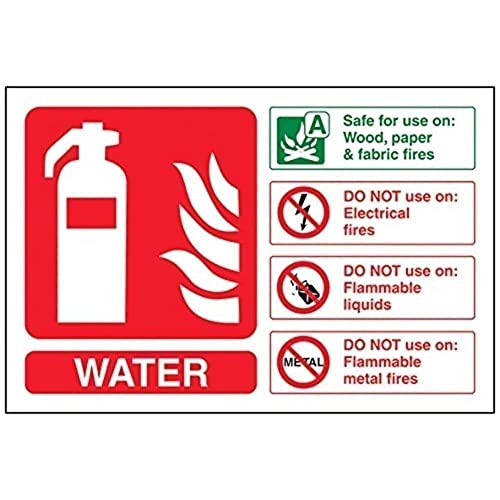 vsafety 11013 al-r Feuerlöscher Schild, Wasser ID, starrer Kunststoff, Landschaft, 150 mm x 100 mm, grün/rot von VSafety