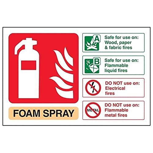 vsafety 11015 al-r Feuerlöscher Schild, Schaumstoff Spray ID nicht Elektrische Sicher, starrer Kunststoff, Landschaft, 150 mm x 100 mm, beige/schwarz/grün/rot von VSafety