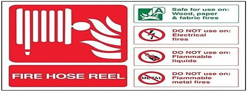 vsafety 11019 AR Feuerlöscher S Zeichen, Fire Schlauchtrommel ID, selbstklebend, Landschaft, 200 mm x 150 mm, grün/rot von VSafety