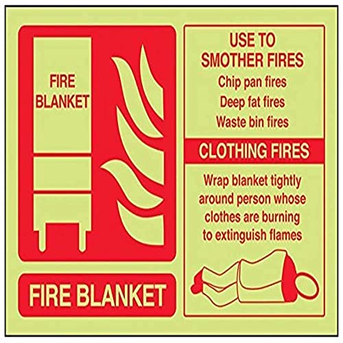 vsafety 11020 al-g Feuerlöscher Schild, Fire Decke ID, Glow in the Dark 1 mm Kunststoff, Landschaft, 150 mm x 100 mm, rot von VSafety