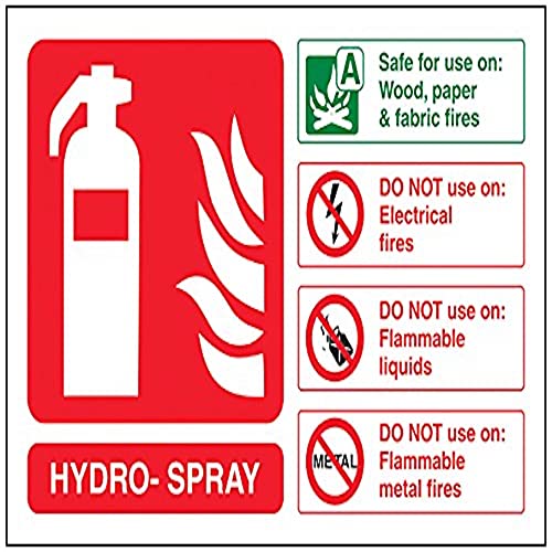 vsafety 11021 AL Feuerlöscher Schild, Hydro Spray ID," selbstklebend, Landschaft, 150 mm x 100 mm, grün/rot von VSafety