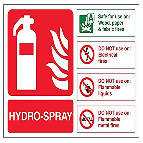 vsafety 11021 AR Feuerlöscher S Zeichen, Hydro Spray ID," selbstklebend, Landschaft, 200 mm x 150 mm, grün/rot von VSafety