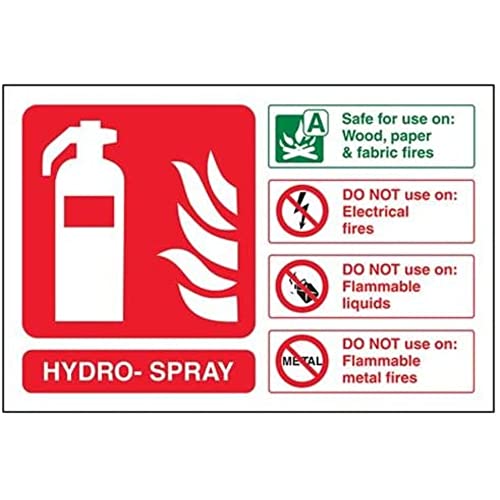 vsafety 11021 al-r Feuerlöscher Schild, Hydro Spray ID," starrer Kunststoff, Landschaft, 150 mm x 100 mm, grün/rot von VSafety