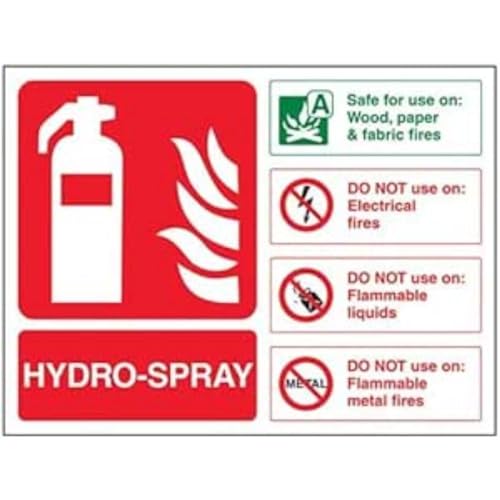 VSafety Hydro Spray ID-Feuerlöscher, Querformat, 200 x 150 mm, 1 mm starrer Kunststoff von V Safety