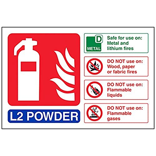 vsafety 11023 AL Feuerlöscher Schild, L2 Puder ID, selbstklebend, Landschaft, 150 mm x 100 mm, blau/grün/rot von VSafety