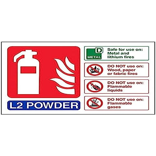 vsafety 11023 al-r Feuerlöscher Schild, L2 Puder ID, starrer Kunststoff, Landschaft, 150 mm x 100 mm, blau/grün/rot von VSafety