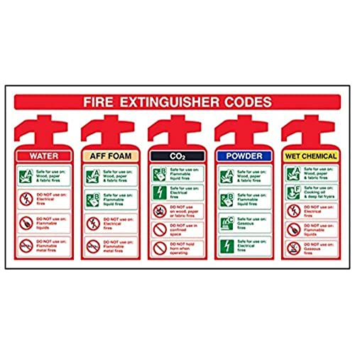 vsafety 11025be-r Feuerlöscher Schild, Codes mit AFF SCHAUM, starrer Kunststoff, Landschaft, 375 mm x 200 mm x 200 mm, beige/schwarz/blau/grün/rot/gelb von VSafety