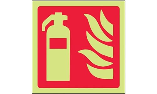 vsafety 13012 af-g "FEUERLÖSCHER Logo" Equipment Zeichen, Glow in Dark, 1 mm aus Kunststoff, quadratisch, 100 mm x 100 mm, rot von VSafety