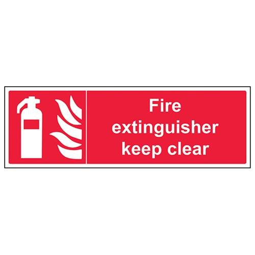 VSafety Feuerlöscher Keep Clear Schild, Querformat, 450 x 150 mm, 1 mm starrer Kunststoff von V Safety