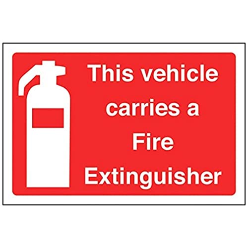 vsafety 13050 AL Fire Equipment, Schild,Dieses Fahrzeug trägt eine Feuerlöscher, selbstklebend, Landschaft, 150 mm x 100 mm, rot von VSafety