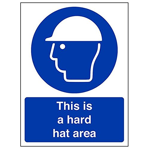 vsafety 41003 Hammer an-s "Das ist ein Hard Hat Bereich" Zeichen, Hochformat, 150 mm x 200 mm x 200 mm (3 Stück) von VSafety