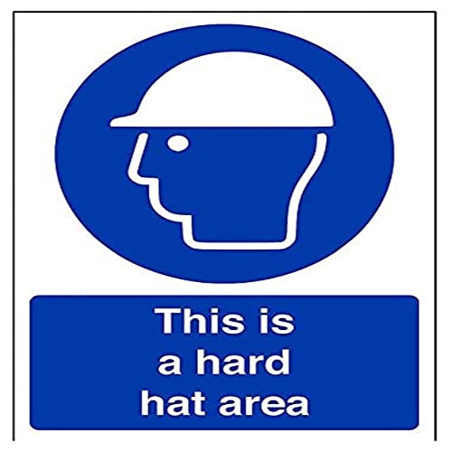 vsafety 41003 Hammer an-s "Dies ist ein Hard Hat Bereich" Pflicht Schutzbekleidung Schild, selbstklebend, Hochformat, 150 mm x 200 mm, blau von VSafety