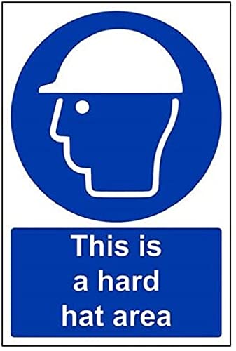 vsafety 41003 Hammer au-s "Dies ist ein Hard Hat Bereich" Pflicht Schutzbekleidung Schild, selbstklebend, Portrait, 200 mm x 300 mm, blau von VSafety