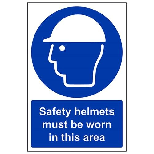 vsafety 41004 Hammer au-s "Sicherheit Helme zu tragen, in diesem Bereich" Pflicht Schutzbekleidung Schild, selbstklebend, Portrait, 200 mm x 300 mm, blau von VSafety