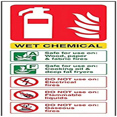 vsafety Verkaufsschrank ac-s Feuerlöscher Schild, Wet chemischen ID, selbstklebend, Portrait, 75 mm x 200 mm x 200 mm, grün/rot/gelb von VSafety