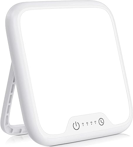 VTHW Tageslichtlampe, 10000 Lux lampe mit Memory Funktion, 4 Timer, UV-Frei Sonnenlicht Lampe mit Touch-Steuerung, Stufenlosem Dimmen, Faltbar Halterung, für Hause/Büro [Energieklasse E] von VTHW