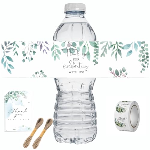 VTOS Grüne Wasserflaschen-Aufkleber-Set, Aquarell-Eukalyptusblätter, Dankeschön, rechteckige Etiketten, Etiketten und runde Aufkleber für Hochzeitsfeier, 602 Stück VTOS Grüne Wasserflaschen-Aufkleber-Set, Aquarell-Eukalyptusblätter, Dankeschön, rechteckige Etiketten, Etiketten und runde Aufkleber für Hochzeitsfeier, 602 Stück von VTOS