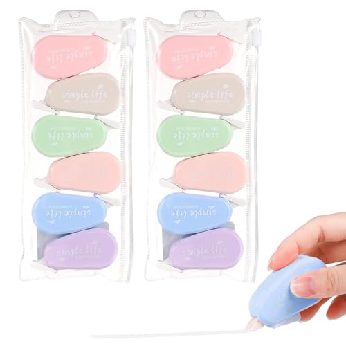12 Stück Korrekturroller Korrekturmaus 5m X 5mm Correction Tape,Schulsachen Aesthetic Clean Girl,Korrekturmaus,Korrekturroller,Mini Korrekturband,Für Studenten Kinder, Kawaii Schulsachen Aesthetic von VTYTZZ