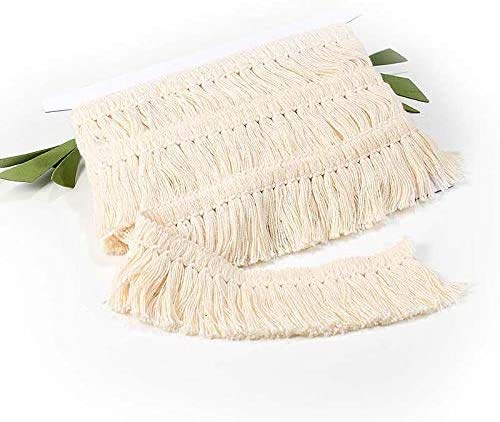 VU100 Baumwolle Quaste Fransenbesatz 4cm, Spitzenbesatz von 5.5 Metres, zum Nähen Kantenbesatz Vorhang Kleidung Heim Hochzeit Dekor(Beige) von VU100