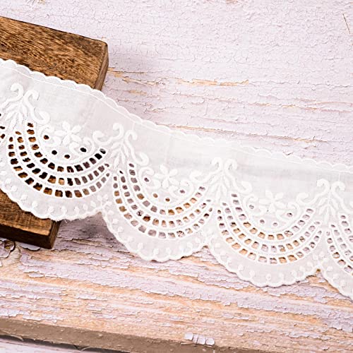 VU100 Scalloped Eyelet Spitzenband Weiß, 10 cm breit 4.57metres Baumwolle Spitzenstoff Blumen,zum Nähen Handwerk Hochzeit Deko, Dekoband Kleid Geschenkbox VU100 Scalloped Eyelet Spitzenband Weiß, 10 cm breit 4.57metres Baumwolle Spitzenstoff Blumen,zum Nähen Handwerk Hochzeit Deko, Dekoband Kleid Geschenkbox von VU100