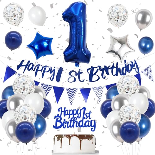 1. Geburtstag Deko Nacht Blau, Luftballon Deko 1. Geburtstag Frau Mann, Geburtstagsdeko 1 Jahr, Folienballon 1, Nacht Blau Silber Weiß Luftballons 1 Jahr mit Banner Topper für Party Dekoration 1. Geburtstag Deko Nacht Blau, Luftballon Deko 1. Geburtstag Frau Mann, Geburtstagsdeko 1 Jahr, Folienballon 1, Nacht Blau Silber Weiß Luftballons 1 Jahr mit Banner Topper für Party Dekoration von VUCDXOP