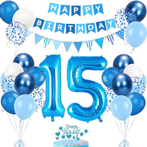 15. Geburtstag Deko Blau, Luftballon 15. Blaue, Geburtstagsdeko 15 Jahr, Junge 51 jahre Luftballon deko Blau, Zahl 15 Helium Luftballons Tortendeko Blau Weiß Ballons für Geburtstag Party Deko 15. Geburtstag Deko Blau, Luftballon 15. Blaue, Geburtstagsdeko 15 Jahr, Junge 51 jahre Luftballon deko Blau, Zahl 15 Helium Luftballons Tortendeko Blau Weiß Ballons für Geburtstag Party Deko von VUCDXOP