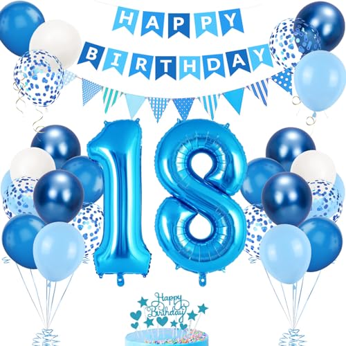 18. Geburtstag Deko Blau, Luftballon 18. Blaue, Geburtstagsdeko 18 Jahr, Junge 18 jahre Luftballon deko Blau, Zahl 18 Helium Luftballons Tortendeko Blau Weiß Ballons für Geburtstag Party Deko 18. Geburtstag Deko Blau, Luftballon 18. Blaue, Geburtstagsdeko 18 Jahr, Junge 18 jahre Luftballon deko Blau, Zahl 18 Helium Luftballons Tortendeko Blau Weiß Ballons für Geburtstag Party Deko von VUCDXOP