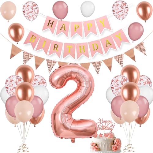 2. Geburtstag Deko Roségold - Luftballon, Tortendeko, Zahl 2 Luftballons für Mädchen - Party Dekoration in Weiß Rosa 2. Geburtstag Deko Roségold - Luftballon, Tortendeko, Zahl 2 Luftballons für Mädchen - Party Dekoration in Weiß Rosa von VUCDXOP