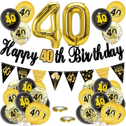 40 Geburtstag Deko, Luftballons 40 Geburtstag Dekoration Set, 40 Jahr Geburtstagdeko, Happy Birthday Girlande Konfetti Luftballons Schwarz Gold Deko, Frauen Mann 40 Geburtstag Party Deko Supplies 40 Geburtstag Deko, Luftballons 40 Geburtstag Dekoration Set, 40 Jahr Geburtstagdeko, Happy Birthday Girlande Konfetti Luftballons Schwarz Gold Deko, Frauen Mann 40 Geburtstag Party Deko Supplies von VUCDXOP