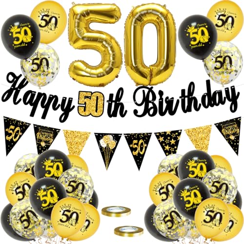 50 Geburtstag Deko, Luftballons 50 Geburtstag Dekoration Set, 50 Jahr Geburtstagdeko, Happy Birthday Girlande Konfetti Luftballons Schwarz Gold Deko, Frauen Mann 50 Geburtstag Party Deko Supplies 50 Geburtstag Deko, Luftballons 50 Geburtstag Dekoration Set, 50 Jahr Geburtstagdeko, Happy Birthday Girlande Konfetti Luftballons Schwarz Gold Deko, Frauen Mann 50 Geburtstag Party Deko Supplies von VUCDXOP
