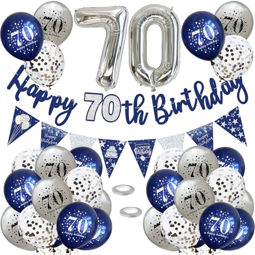 70 Geburtstag Deko, Luftballons 70 Geburtstag Dekoration Set, 70 Jahr Geburtstagdeko, Happy Birthday Girlande Konfetti Luftballons Nacht Blau Silber Deko,Frauen Mann 70 Geburtstag Party Deko Supplies 70 Geburtstag Deko, Luftballons 70 Geburtstag Dekoration Set, 70 Jahr Geburtstagdeko, Happy Birthday Girlande Konfetti Luftballons Nacht Blau Silber Deko,Frauen Mann 70 Geburtstag Party Deko Supplies von VUCDXOP