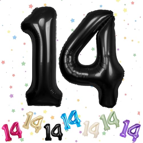Ballon mit Zahl 14, 14 Zahlenballons, Helium-Folie, 101,6 cm, Luftballons Zahl 14, 14. Geburtstag, digitale Luftballons für 14. und 41. Geburtstag, Geburtstag, Jahrestag, Party-Dekorationen von VUCDXOP