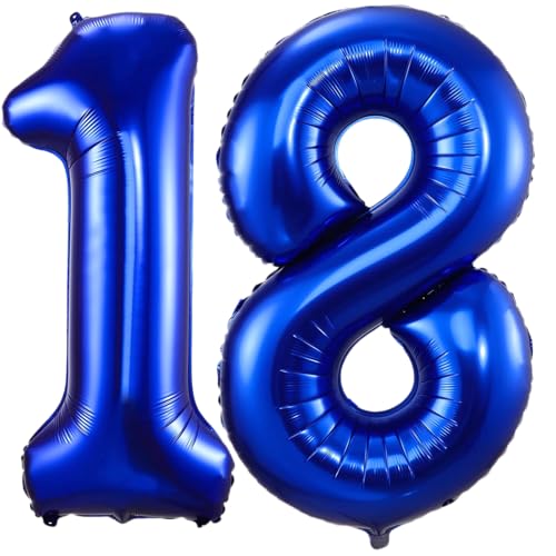 Ballon mit Zahl 18, marineblau, 101,6 cm, selbstaufblasende Folienballons, Zahl 18, marineblauer Ballon zum 18. Geburtstag, Geburtstag, Jahrestag, Party-Dekorationen Ballon mit Zahl 18, marineblau, 101,6 cm, selbstaufblasende Folienballons, Zahl 18, marineblauer Ballon zum 18. Geburtstag, Geburtstag, Jahrestag, Party-Dekorationen von VUCDXOP