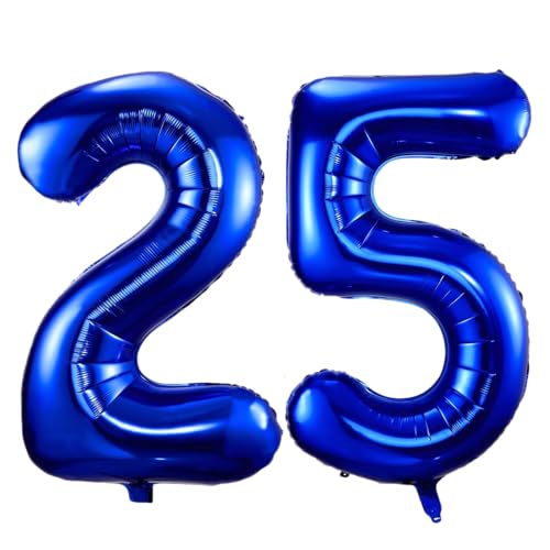 Ballon mit Zahl 25, marineblaue Zahlenballons 25, 101,6 cm große, selbstaufblasende Folienballons, Zahl 25, marineblauer Ballon zum 25. Geburtstag, Jahrestag, Party-Dekorationen von VUCDXOP