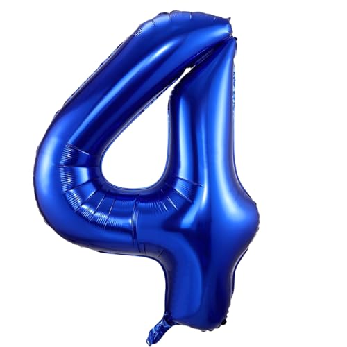 Ballon mit Zahl 4, marineblaue Zahlenballons 4, 101,6 cm große, selbstaufblasende Folienballons, Zahl 4, marineblauer Ballon zum 4. Geburtstag, Mädchen, Damen, Herren, Geburtstag, Jahrestag von VUCDXOP