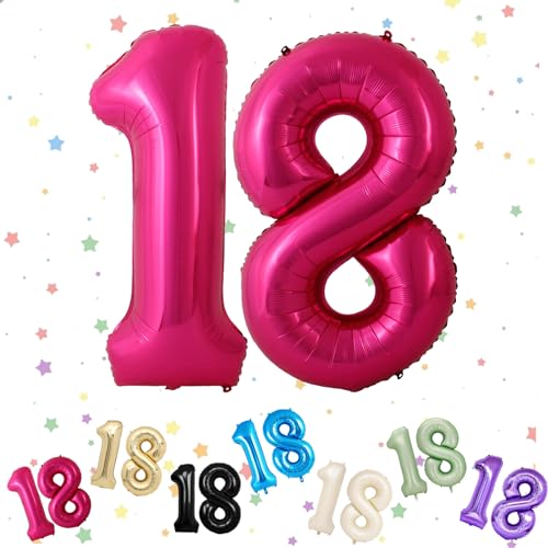 Ballon mit Zahl 45.7 cm, 18. Geburtstag, 18. Geburtstag, 18. Geburtstag, 18. Geburtstag, 18. Geburtstag, 18. Geburtstag, Party, Dekoration, Hot Pink von VUCDXOP