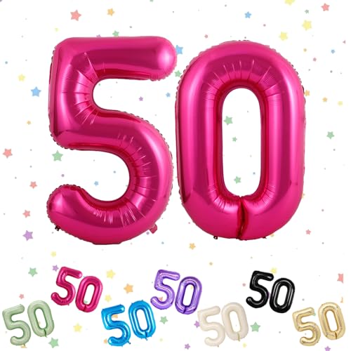 Ballon mit Zahl 50, 50 Stück, Helium-Folie, 101,6 cm, Luftballons Nummer 50, digitaler Ballon für 50. Geburtstag, Jahrestag, Party-Dekorationen von VUCDXOP